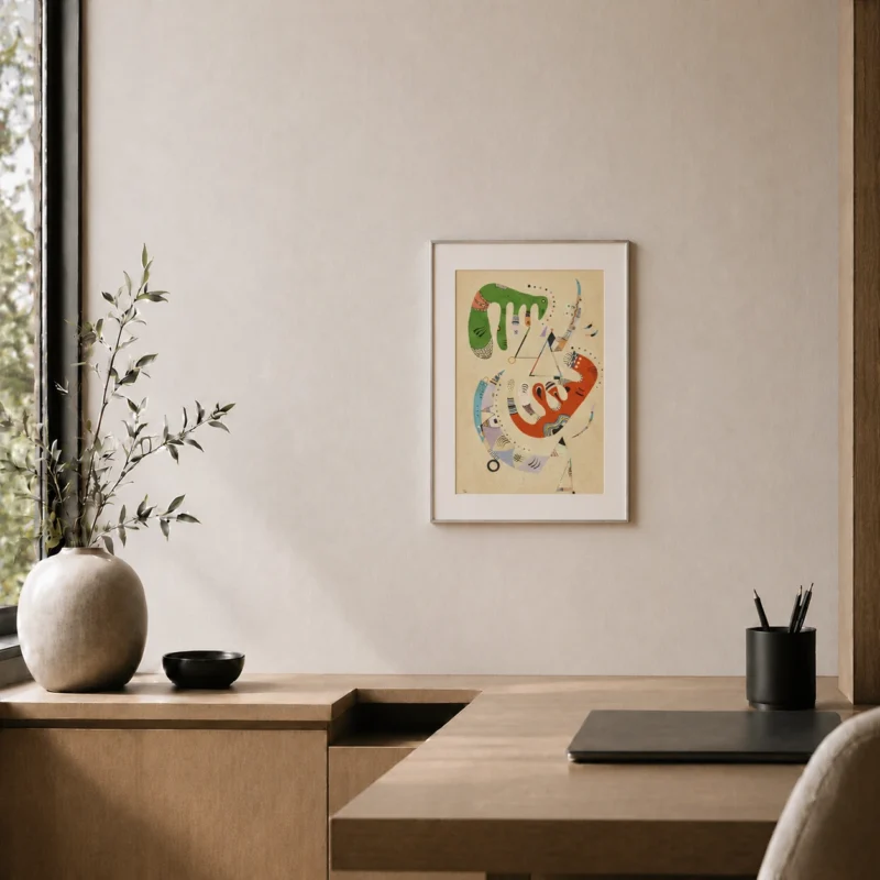 16-wassily-kandinsky-lithograph-yellow-abstract-desk-interior Зеленый и красный