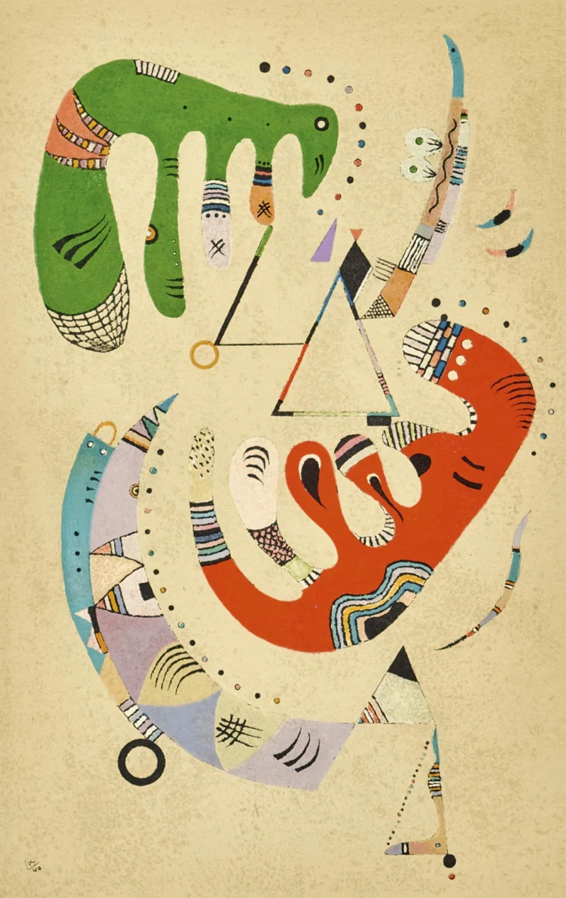 20-wassily-kandinsky-lithograph-yellow-abstract-original Зеленый и красный