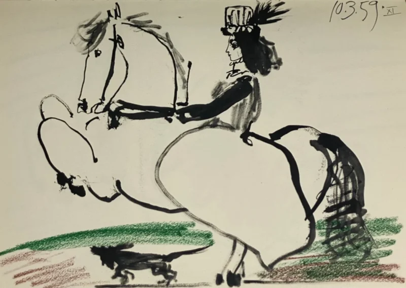 pablo-picasso-toreadors-lithograph-framed-picasso-print-44 Жаклин на лошади IV