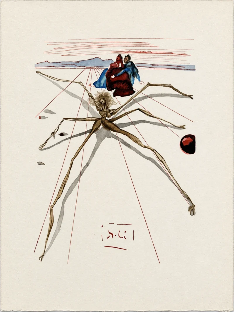 salvador-dali-bozhestvennaya-komediya-dante-litografiya-001 Покидая круг гнева (с подписью)