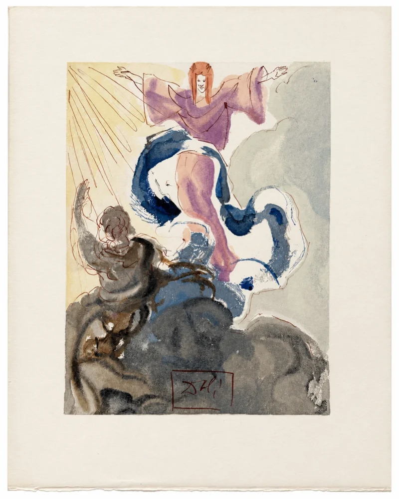 salvador-dali-bozhestvennaya-komediya-dante-litografiya-019 Первое небо (с подписью)