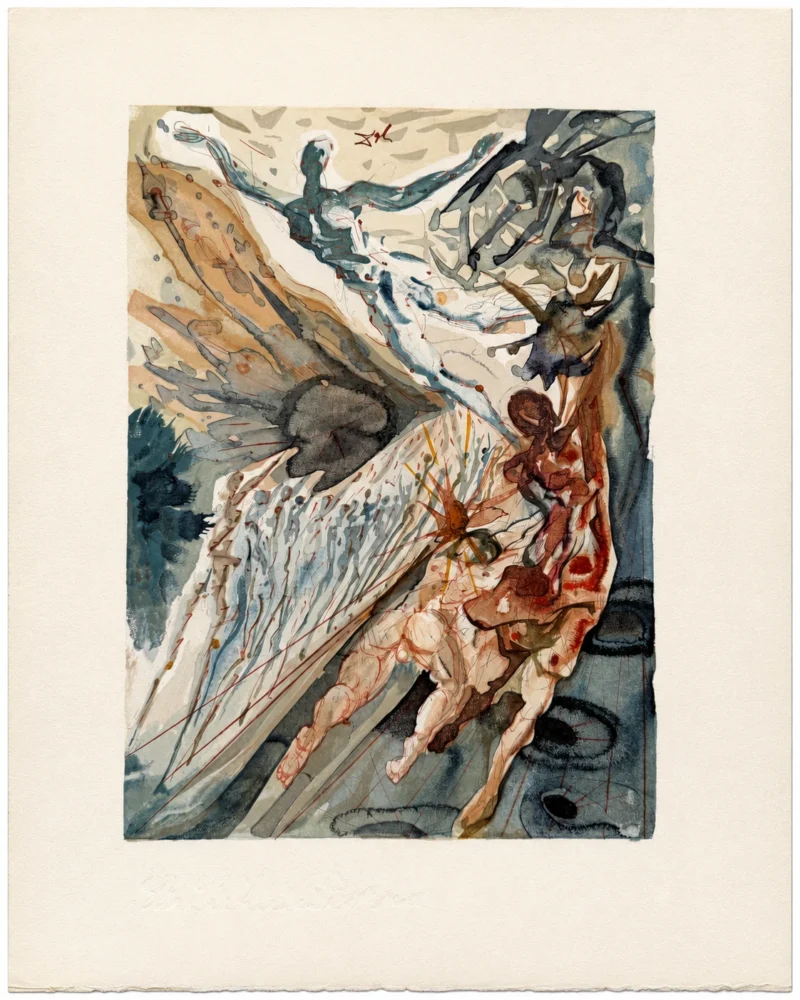 salvador-dali-bozhestvennaya-komediya-dante-litografiya-039 Встреча двух групп сладострастников (с подписью)
