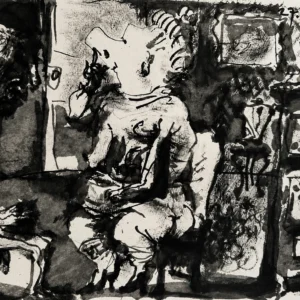 05-pablo-picasso-toros-y-toreros-artist-and-model-studio-scene Разговор