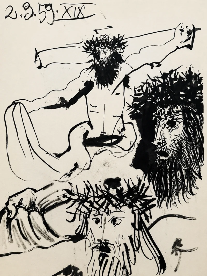 13-pablo-picasso-toros-y-toreros-crucifixion-and-crown-of-thorns-study Христос на кресте