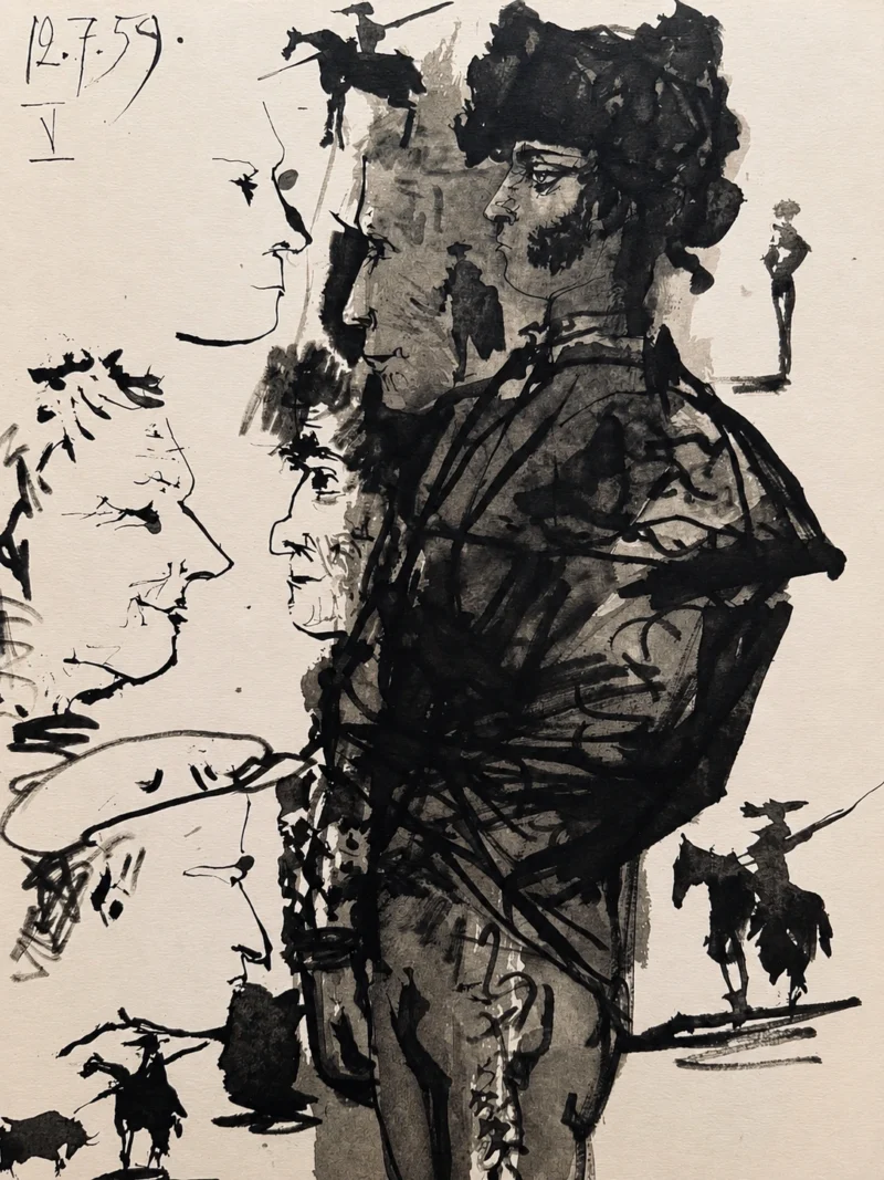 21-pablo-picasso-toros-y-toreros-spanish-woman-with-corrida-figures Эскиз тореадора