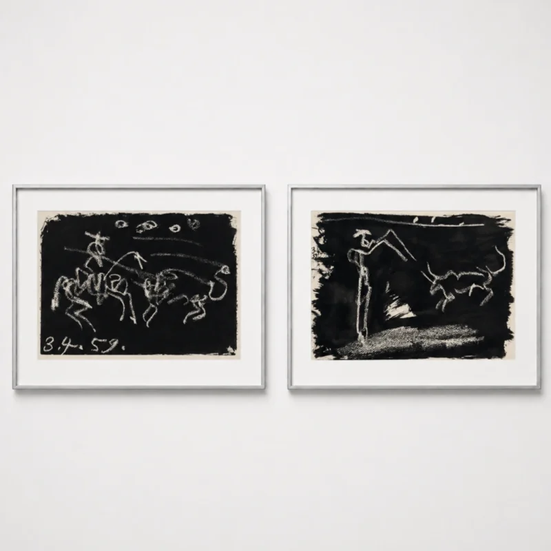 39-pablo-picasso-toros-y-toreros-framed-nocturnal-bullfight-diptych Дразня быка (комплект из двух работ)