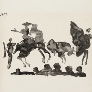 40-pablo-picasso-toros-y-toreros-mounted-picador-with-bulls-and-audience Быки и тореадоры III