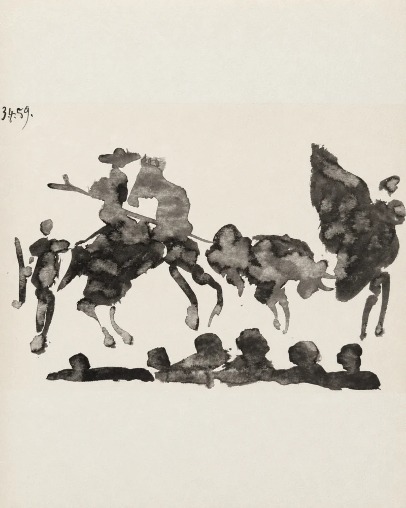 40-pablo-picasso-toros-y-toreros-mounted-picador-with-bulls-and-audience Быки и тореадоры III