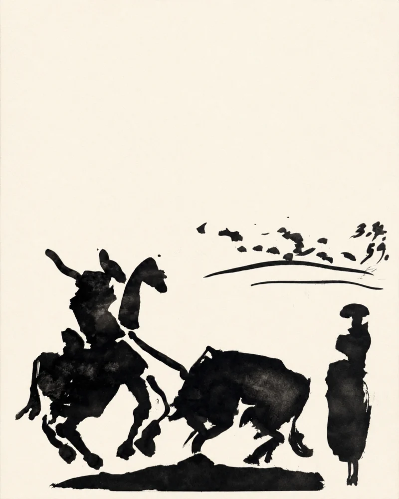 41-pablo-picasso-toros-y-toreros-matador-bull-and-spectator-silhouette Действие на арене