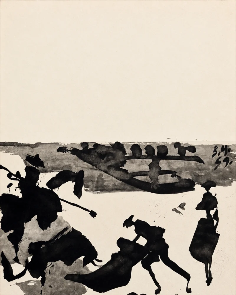 42-pablo-picasso-toros-y-toreros-corrida-crowd-horses-and-bulls Действие на арене