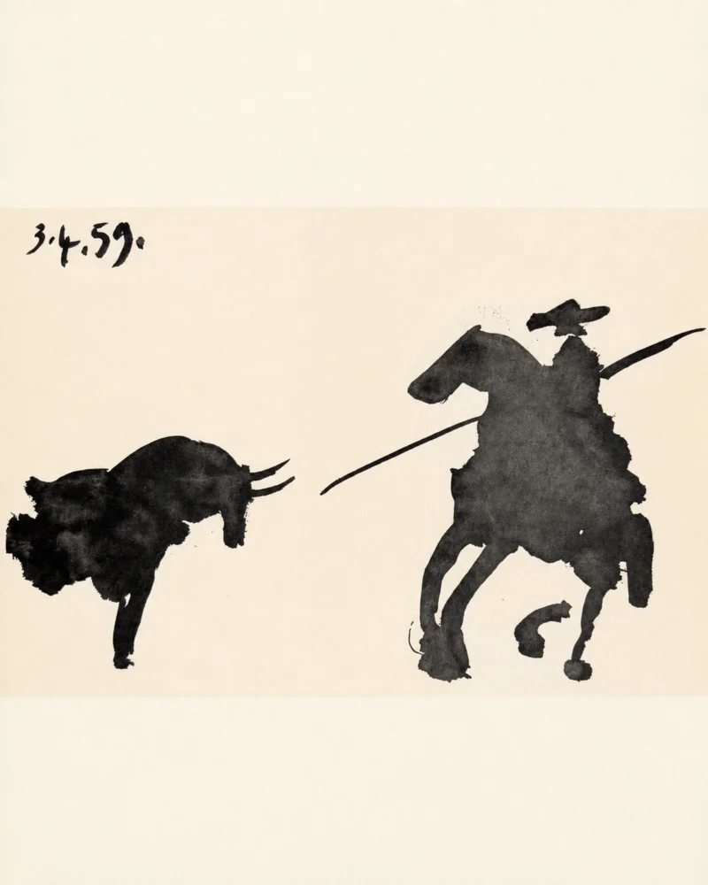 43-pablo-picasso-toros-y-toreros-matador-facing-the-bull Пикадор на лошади
