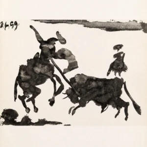 45-pablo-picasso-toros-y-toreros-mounted-torero-charging-the-bull Коррида III