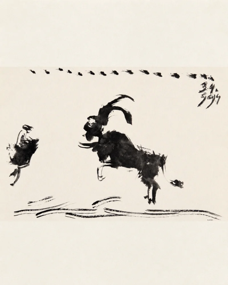 46-pablo-picasso-toros-y-toreros-leaping-bull-and-spectator Коррида III