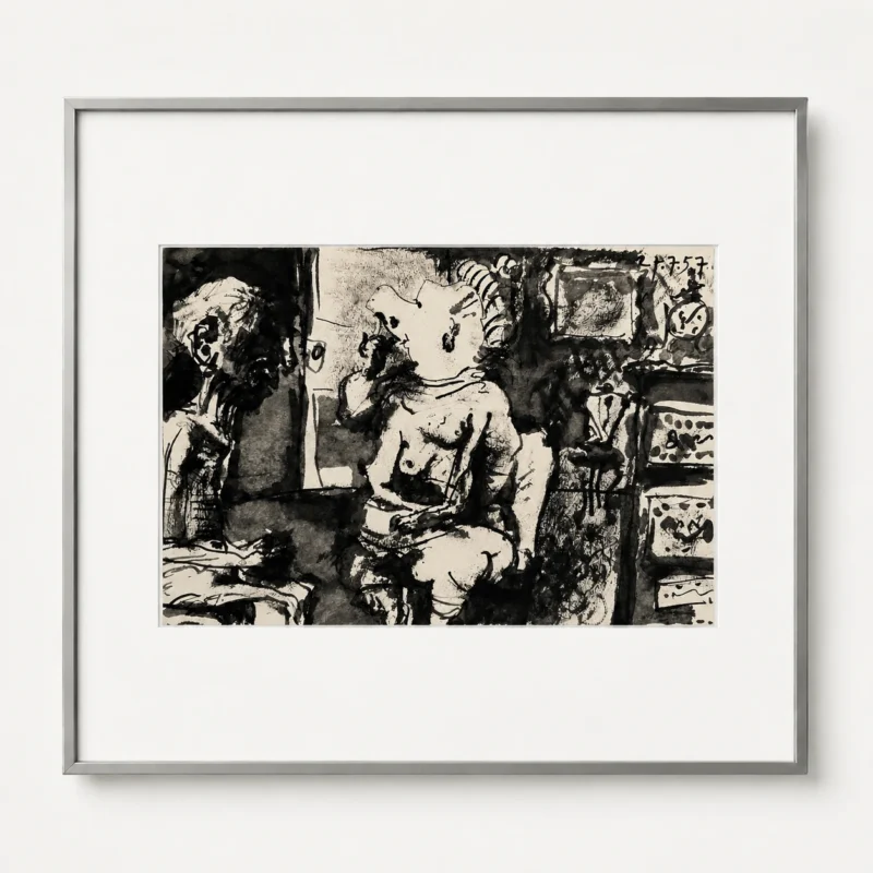 68-pablo-picasso-toros-y-toreros-framed-artist-and-model-studio-scene Разговор