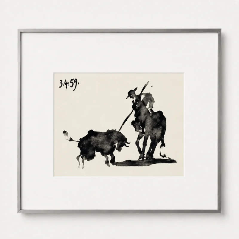 73-pablo-picasso-toros-y-toreros-framed-matador-facing-the-bull-ii Пикадор на лошади