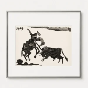74-pablo-picasso-toros-y-toreros-framed-mounted-torero-charging-the-bull Коррида III