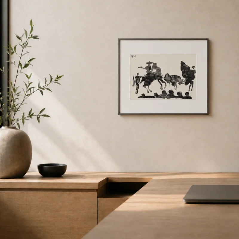 84-pablo-picasso-toros-y-toreros-mounted-picador-and-bulls-office-interior Быки и тореадоры III