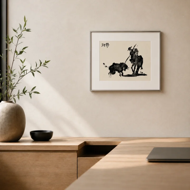 88-pablo-picasso-toros-y-toreros-matador-facing-bull-office-interior-ii Пикадор на лошади