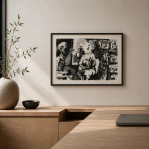 89-pablo-picasso-toros-y-toreros-artist-and-model-office-interior Разговор