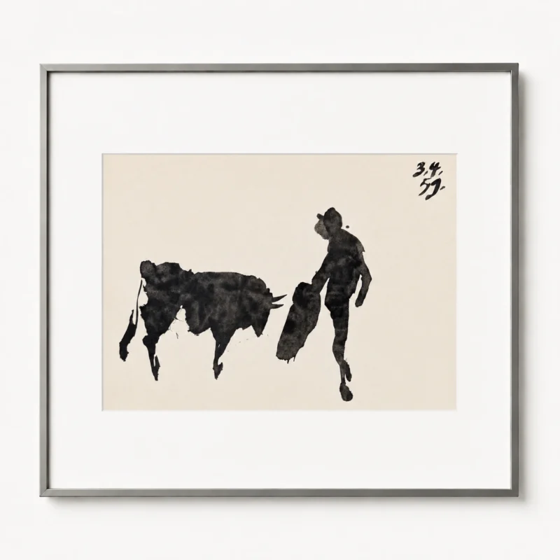 framed-pablo-picasso-toreros-matador-facing-bull Сцена с быком VI