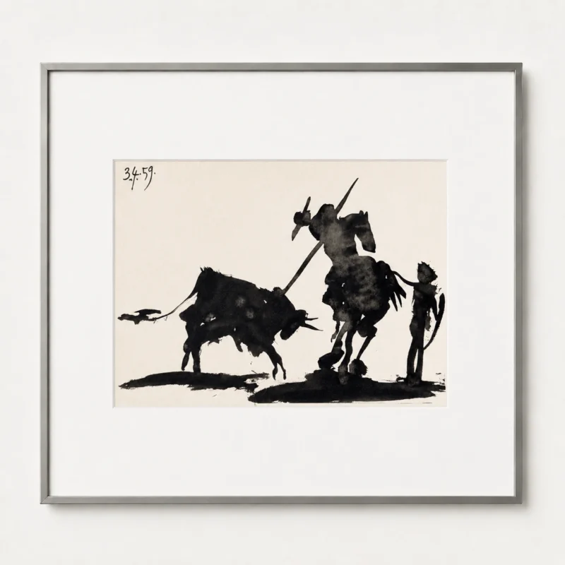 framed-pablo-picasso-toreros-picador-and-bull-art Сцена с быком VI
