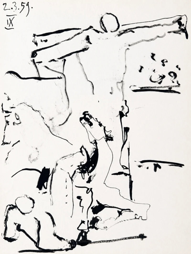 pablo-picasso-toreros-bullfighting-figures-vertical-drawing Христос (комплект из двух работ)