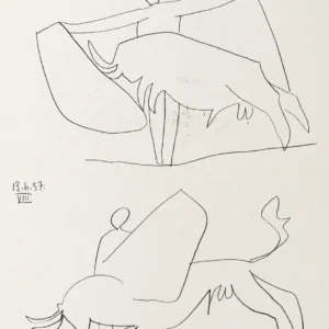 pablo-picasso-toreros-bullfighting-line-drawings-diptych Тореадор и бык (комплект из двух работ)
