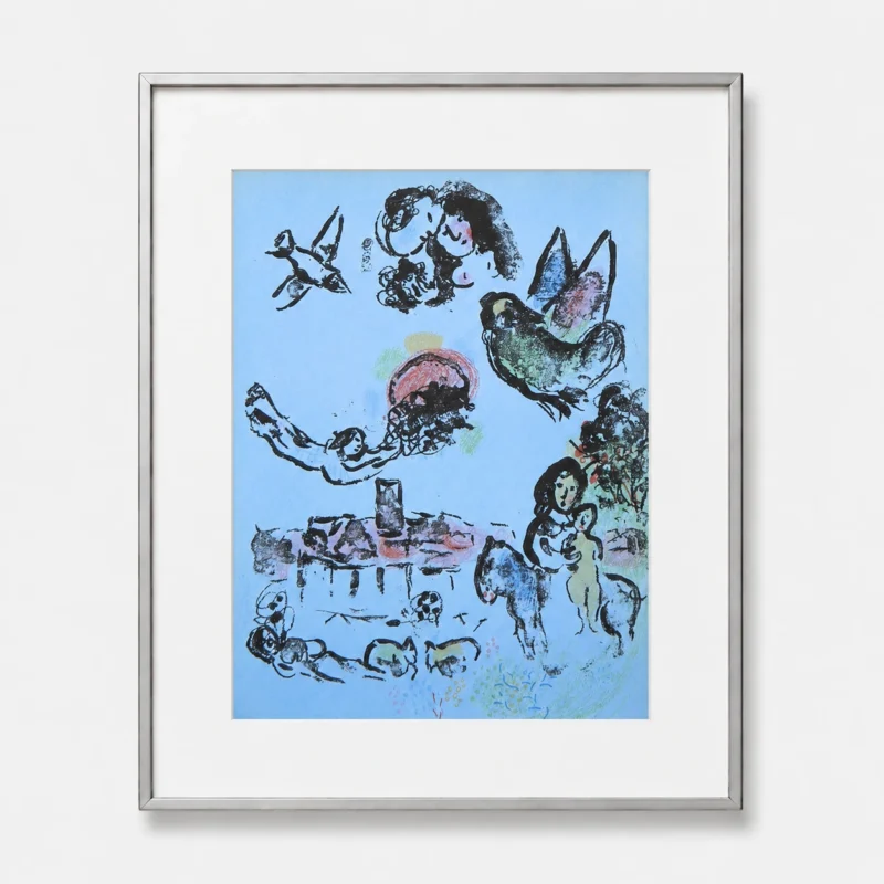 marc-chagall-original-lithograph-1957-blue-fantasy-composition-framed Ноктюрн в Вансе