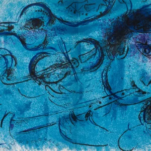 marc-chagall-original-lithograph-1957-blue-lovers Флейтист