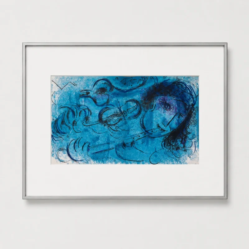 marc-chagall-original-lithograph-1957-blue-lovers-framed Флейтист