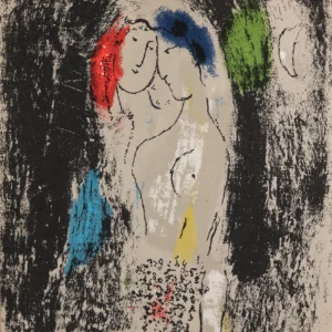 marc-chagall-original-lithograph-1957-blue-nude-woman Влюблённые на сером