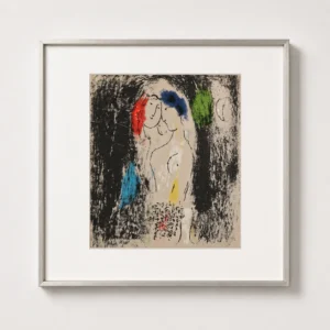 marc-chagall-original-lithograph-1957-blue-nude-woman-framed Влюблённые на сером