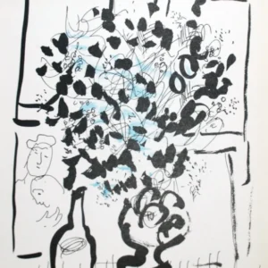 marc-chagall-original-lithograph-1957-bouquet-black-white Черно-синий букет