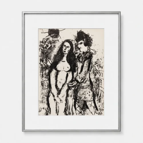 marc-chagall-original-lithograph-1957-nude-couple-framed Влюблённый клоун