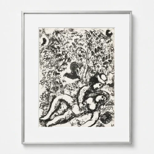 marc-chagall-original-lithograph-1957-reclining-garden-framed Пара под деревом