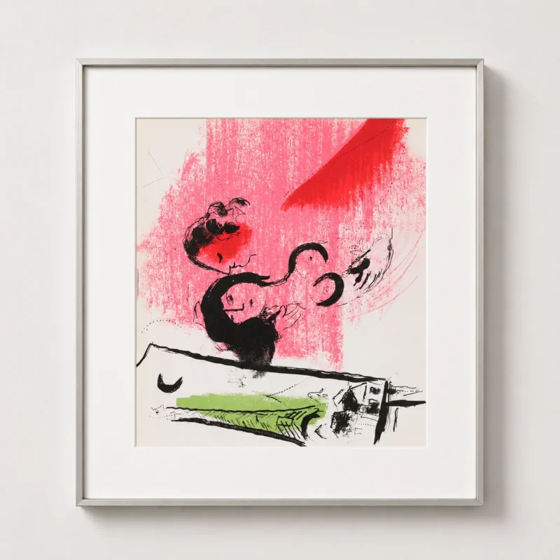 marc-chagall-original-lithograph-1957-red-animal-composition-framed Зеленая Эйфелева башня