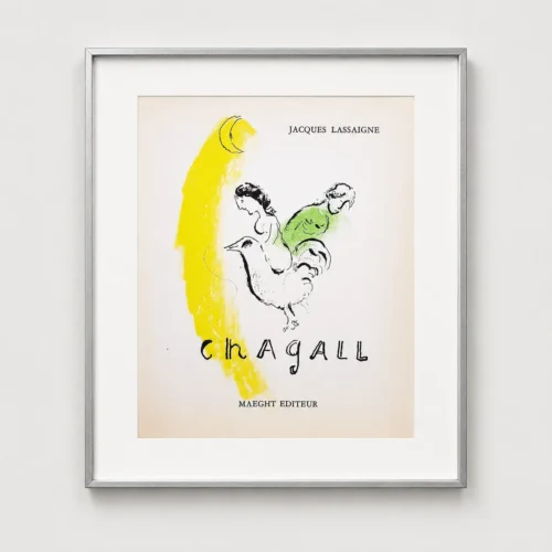 marc-chagall-original-lithograph-1957-rooster-crescent-framed Петух в полумесяце