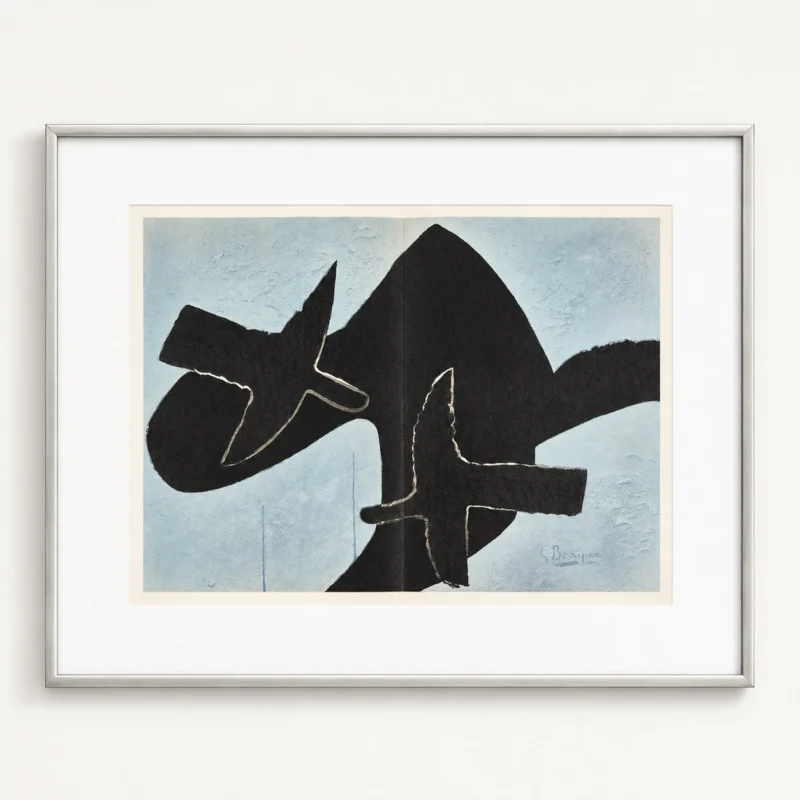 original-1960s-modern-art-lithograph-framed-10 Жорж Брак «Две черные птицы»