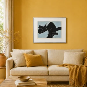 original-1960s-modern-art-lithograph-interior-10 Жорж Брак «Две черные птицы»