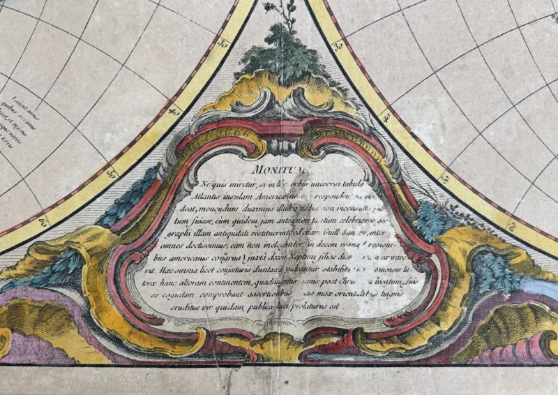 original-antique-vintage-lithograph-artwork-59 Карта мира в двух полушариях, 1752 год