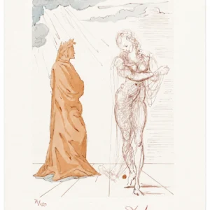 salvador-dali-divine-comedy-signed-lithograph-20 Вергилий утешает Данте(ручная подпись карандашом)