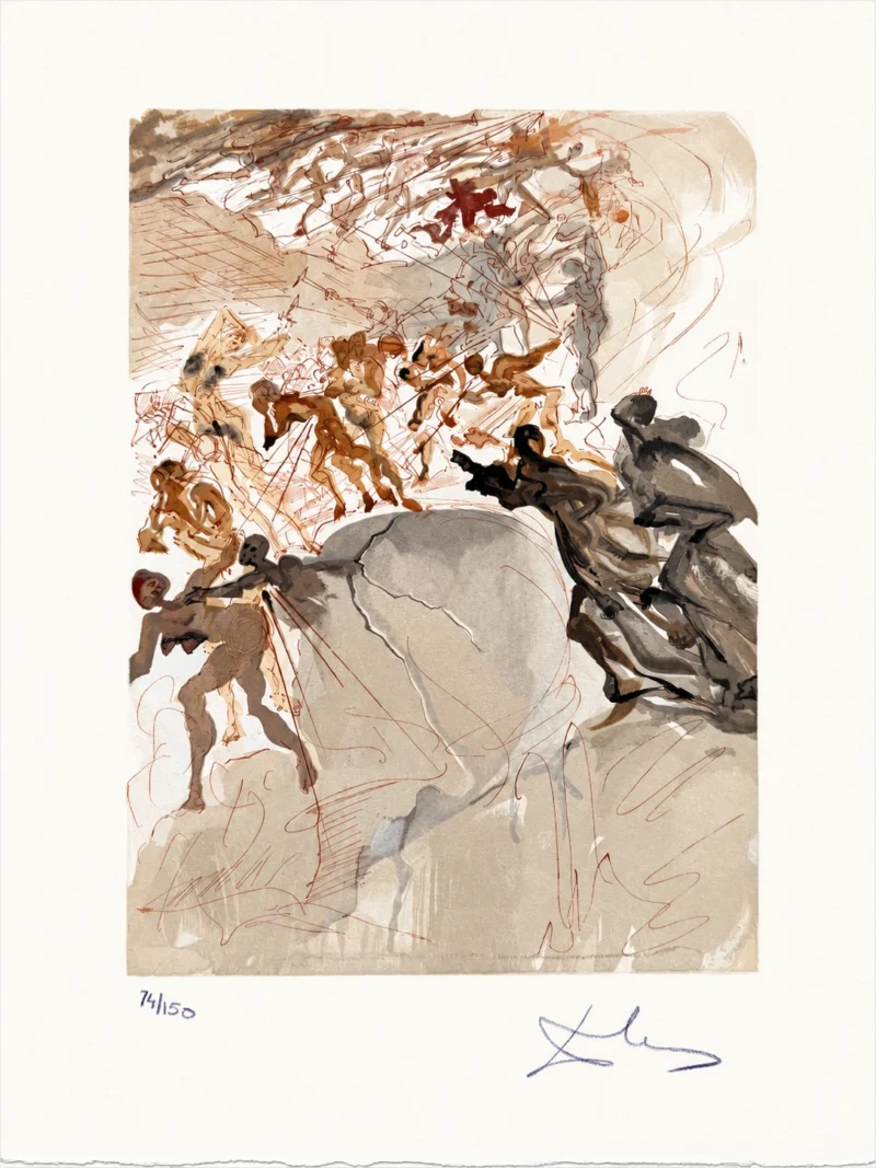 salvador-dali-divine-comedy-signed-lithograph-24 Восхождение к седьмому кругу: сладострастники (ручная подпись карандашом)